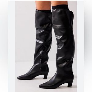 Internationally Blank Women’s Over The Knee Deluca Black Kitten Heel Boots